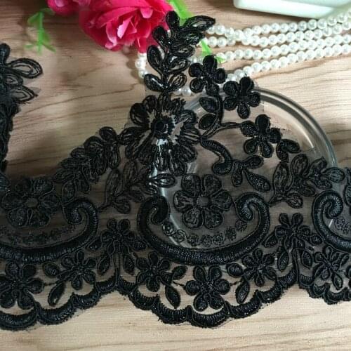 3Yard/Lot High-End Encryption Black Car Bone Lace Trim Embroidery Fabric Womens Clothes Wedding Dress Accessories