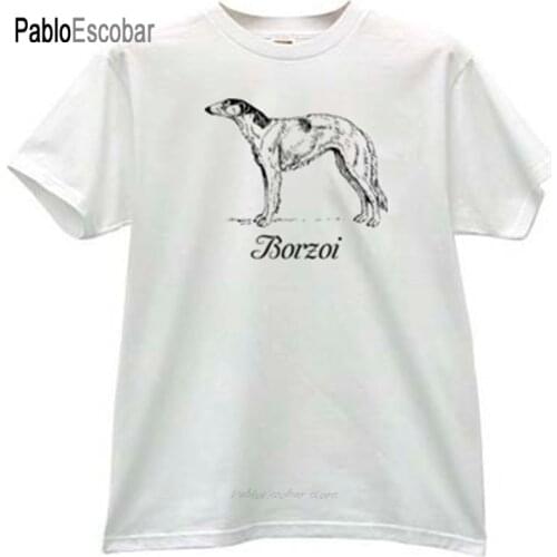 Summer cotton t-shirt men brand tshirt Borzoi T-shirt in white male top tees fashion euro size