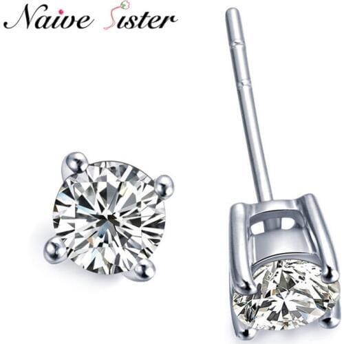 2019 6mm Cute Small Crystal Stud Earrings for Women Girls Tiny Cubic Zirconia Ear Jewelry Gift Party Wedding Punk Simple Brincos