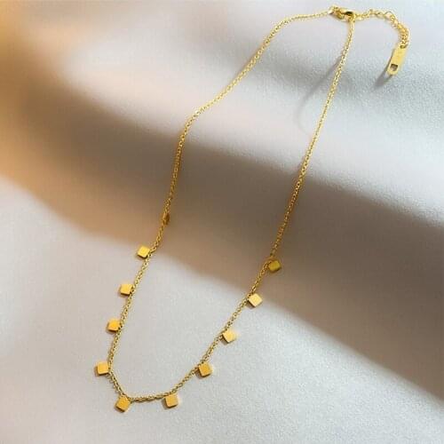 XIYANIKE 316L Stainless Steel Gold Color Small Square Necklaces For Women Choker 2021 Trend Party Fashion Festival Gift Jewelry
