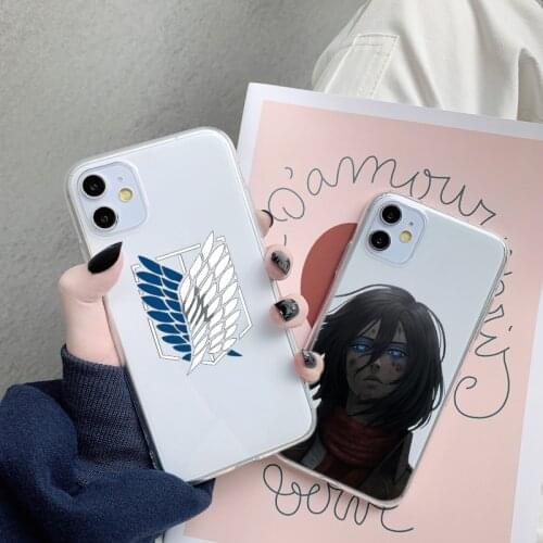 Soft Clear Phone Case For iPhone 12 mini 11 Pro Max 8 7 6 6S Plus XR X XS Max SE 2020 Anime Japanese Attack on Titan Cover Cases