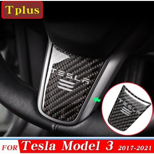 New!! Car Steering Wheel Cover Interior For Tesla Model 3 Y 2021 Car Stickers Carbon Fiber Model3 Styling Protector Accessories