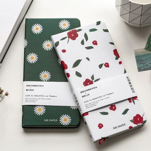 New creative hardcover daisy printing hand ledger cherry blossom travel portable hard shell simple notepad notebook