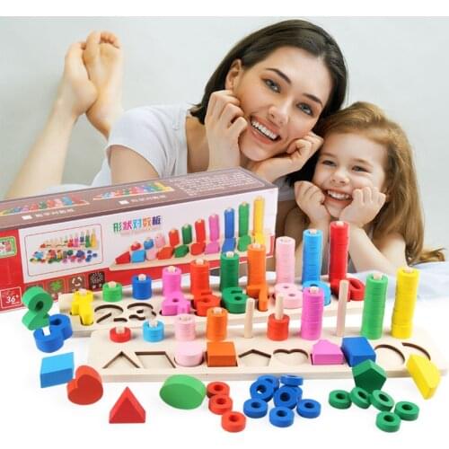 Montessori logarithmic Digital Stacking board Toys Children Wooden Math Toys for Baby Kids Early Education Teaching Aids Toy