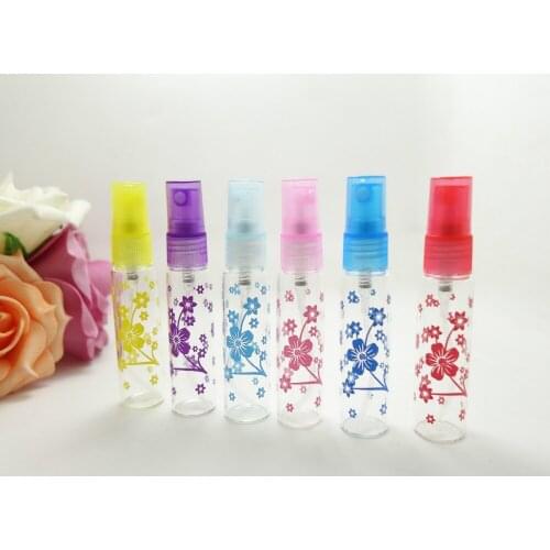 Wholesale LG07YB-10ML-L trombone six star flower transparent glass cosmetic perfume spray bottle 102pcs/lot