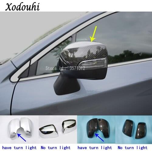 Car Decoration back rear view Rearview Side Door Mirror Cover stick trim frame parts 2pcs/set For Subaru XV 2012 2013 2014 2015