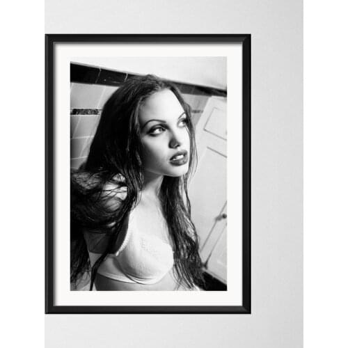 Angelina Jolie Sexy Hot Movie Star Acrtess Black And White Smoking Canvas Poster Prints Portrait Pictures Wall Art Decor Mural