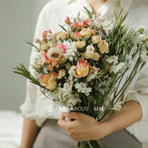 Northern European-Style Natural Rose Cotton Dried Flower Small Bouquet Holiday Gift Tanabata Valentines Day