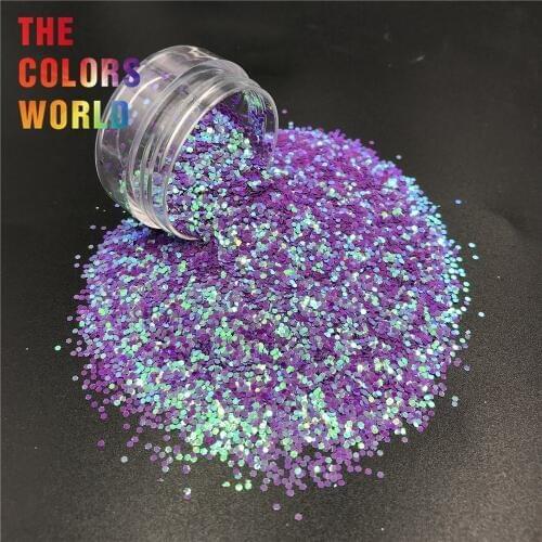 TCI06 Pearlescent Iridescent Dark Purple Color Hexagon Shape Nail Glitter Nail Art Decoration Nail Gel Makeup DIY Accessorie