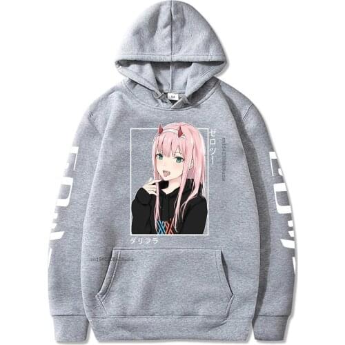 Anime Darling In The Franxx Zero Two Hoodies Aesthetic Harajuku Casual Streetwear Graphic Camisas Streetwear Unisex Hoodies