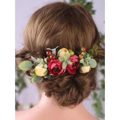 Classic Red Rose Hair Accessories Wedding Flower Ornament Important occasion Headdress Beautiful Hat For Women Decoration