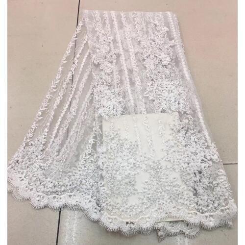 Embroidery tulle french lace fabric beaded african lace fabric nigerian lace fabrics for wedding party 5 yards per lot RF25771