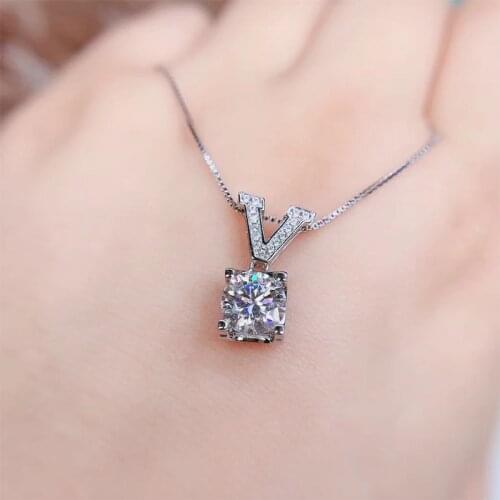 Yanleyu Luxury 2 Carat Cubic Zirconia CZ Diamond Pendant Necklace for Women 925 Sterling Silver Wedding Engagement Jewelry PN072