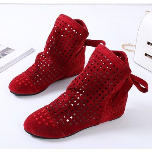 Women Boots Flat Low Hidden Wedges Cutout Ankle Boots Casual Shoes Cute Booties Woman winter Lady Boots Women Fashion Hotselling
