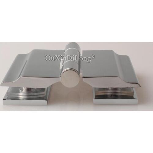 1PCS Copper Glass Door Hinges Frameless Shower Double Door Out-opening Hinges Glass Freely Angle Fixed Holder Brackets