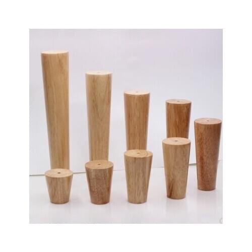 1PCS Natural Solid Wood Furniture Leg Cone Shaped Wooden Carbinet Table Leg Iron Plate Gasket Screws Furniture Leg with