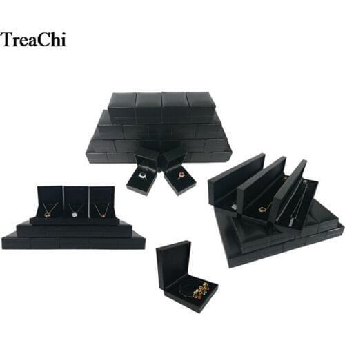 100Pcs Quality Jewelry Set Box Brown Black Ring Bracelet Pendant Necklace Organizer Wedding Engagement Package Gift Box 4 Styles