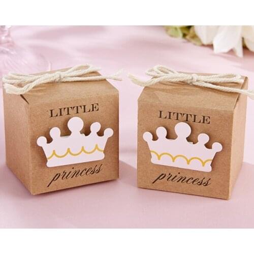 100Pcs/lot) Baby souvenirs box of Little Princess Kraft Baby Favor Boxes For baby birthday gift and Candy box and Paper boxes