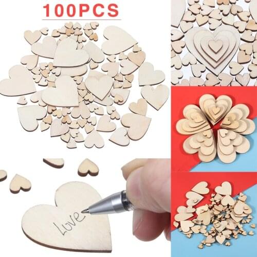 100pcs Newest Wooden Hearts Shapes Laser Cut Craft Wedding Embellishments Professional Festive Party Supplies Wedding Ornaments