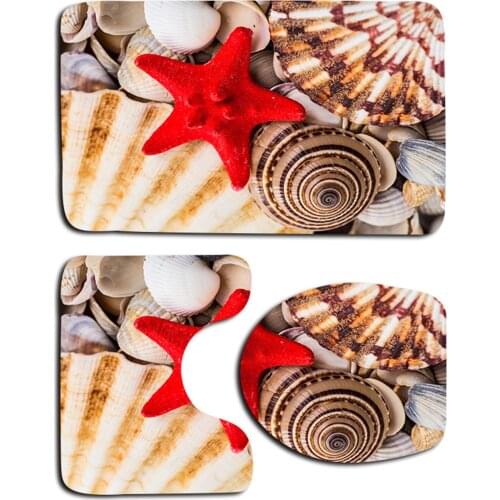 3pcs/set Bathroom Rug Set Non-Skid Bathroom Mat + U-Shaped Toilet Mat + Toilet Seat Cover
