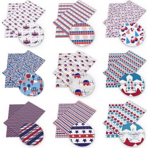 July 4th 20*33cm Ordinary Faux Synthetic Leather Fabric For Bows Leather Crafts DIY Handmade Material,1Yc17669