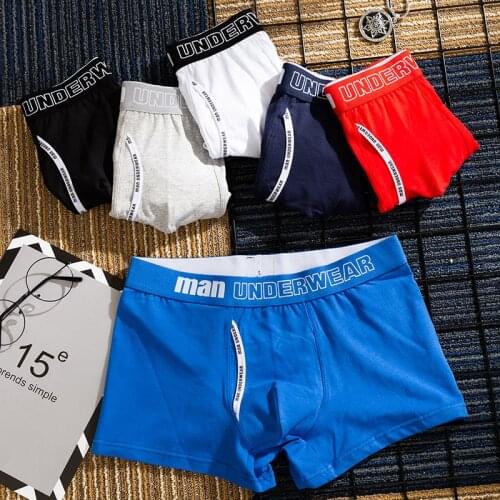 4Pcs Cotton Size Mens Underwear Boxers Male Panties Breathable Sexy Man Solid Underpants Comfortable Men Sports Shorts