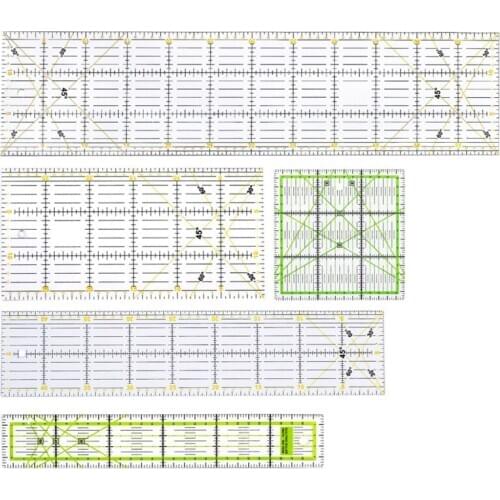 5Pcs/Set Rectangle Patchwork Quilting Drawing Straight Rulers Sewing Tailor Craft Tools