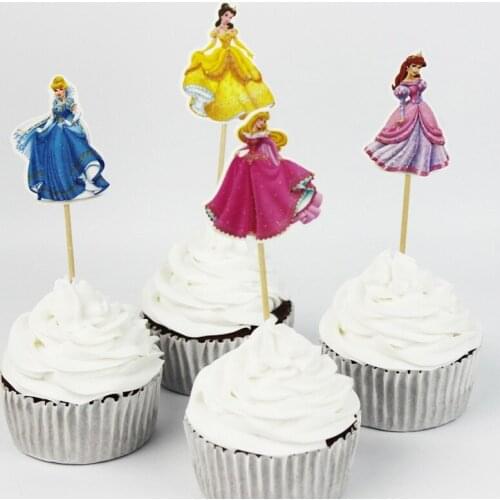 720pcs 4 Designs Pretty Princess Bella Cupcake Topper Picks Cartoon Theme Birthday Party Decorations Kids Evnent Party Favors
