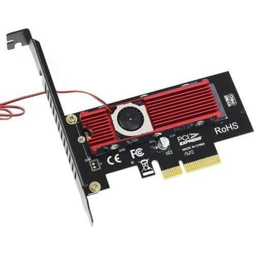 JEYI SK4 M.2 for NVMe SSD to PCI-E X4 Adapter Card M Key +Cool Warship 2280 SSD Fan Heatsink Combo for PCI Express 3.0 4X X8 X16