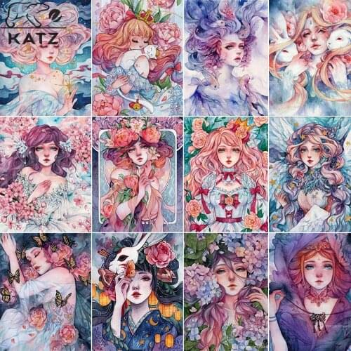 5D Diy Anime Diamond Painting Beautiful Long Hair Cartoon Girl Portrait Diamond Embroidery Mosaic Kit Hd Quality Handmade Gift