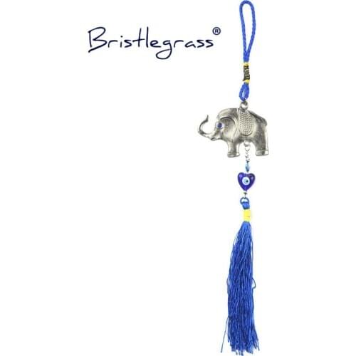BRISTLEGRASS Turkish Blue Evil Eye Elephant Heart Tassel Amulets Lucky Charm Car Wall Hanging Pendants Pendulum Blessing Protect