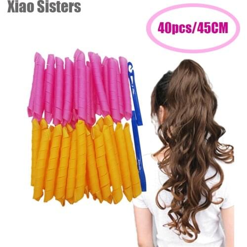 10/18/24/40Pcs 45CM Hair Rollers Wave Formers Spiral Curlers DIY Magic Spiral Magic Curler Salon Hairstyle Tools Random Color