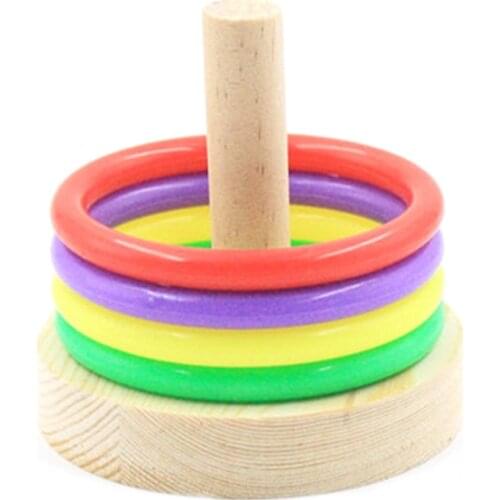 Wooden Bird Parrot Platform Plastic Ring Intelligence Training Chew Toy Bird Toy Supplies Pet Develop Intelligence