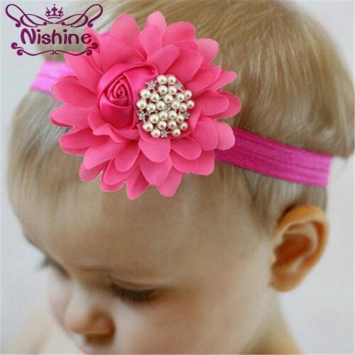 Nishine 12 Colors Children Girls Chiffon Flower Hairbands Little Girls Hair Accessories Kids Hairband Hair Bows Headwear