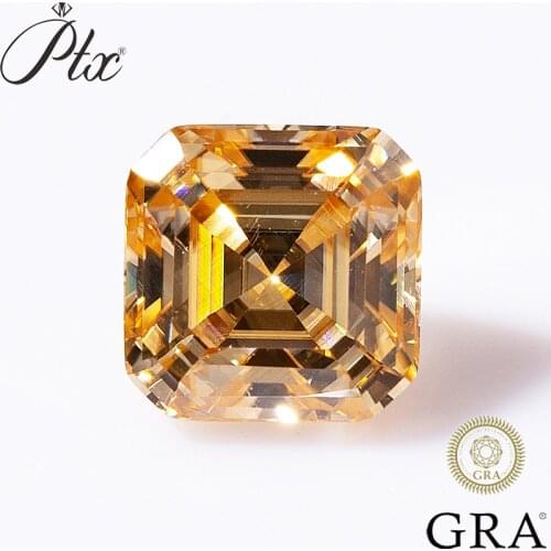 Loose Moissanite Diamond Champagne Color Asscher Cut VVS1 Cushion Cut Stone For Diamond Ring Jewelry With GRA Certificate