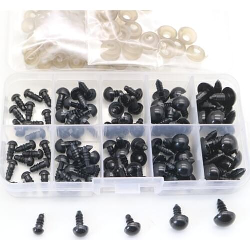 100pcs 6-12mm Black Plastic Crafts Safety Eyes for Teddy Bear Soft Toy Animal Doll Amigurumi DIY Accessories Multicolor Eyes
