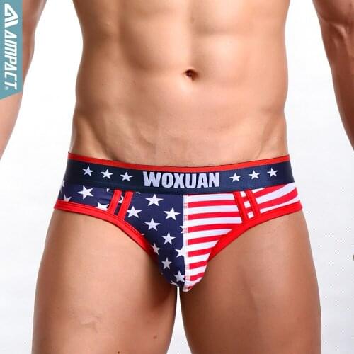 Hot Underwear Briefs Men Brand USA Flag Print Men Sexy Briefs bulge Pouch Penis Mens Briefs Soft Cotton Male Panties