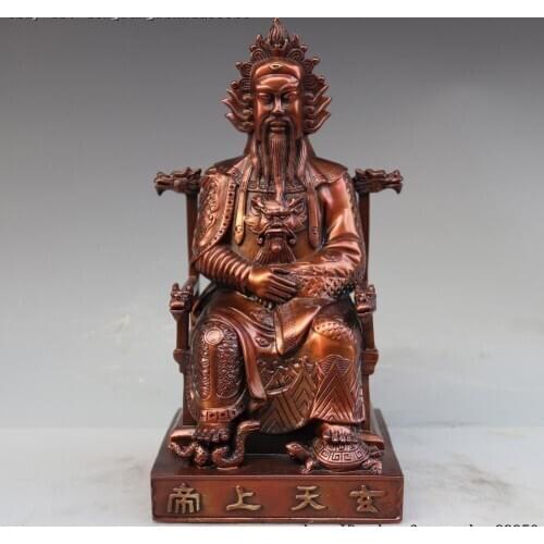 Chinese Copper Bronze Tortoise Snake Rycunhua Zhenwu Xuanwu Emperor God Statue