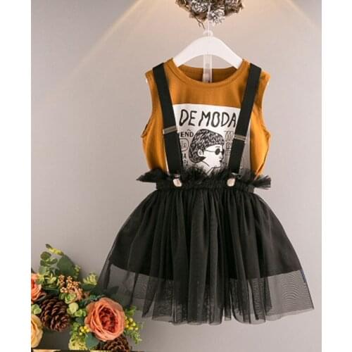 Girls Clothing Sets 2021 Summer Cartoon Printing Vest+Skirt 2pcs Fashion Kids Clothes Casual Clothes Suit for Children