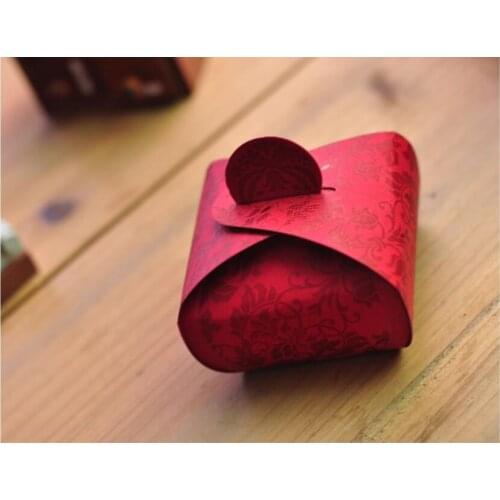 Red Wedding favor candy box,marriage engagement party sweets dragee chocolate bomboniere gifts packaging, 100pcs