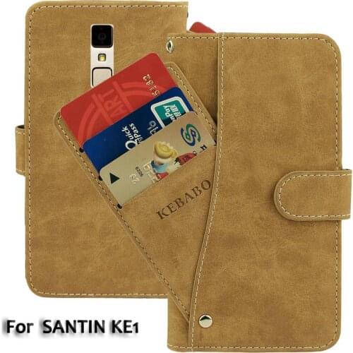 Leather Wallet SANTIN KE1 Case 6" Flip Fashion Luxury Front Card Slots Cases Cover Business Magnetic Phone Bags