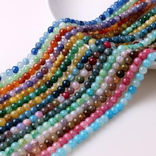 ZHUBI 96PCS Round Beads 8MM Natural Stone Glass Beads For Crystal Jewelry Making Diy Bracelet or Charms Necklace Pendants