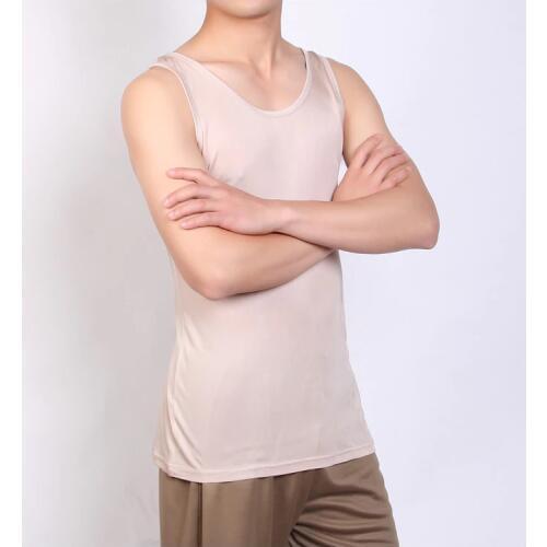 Men 90% Pure Silk Tank Top Comfort Under Shirts Singlet Leisure Vests Male Tank Tops