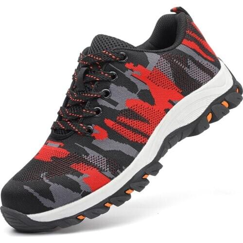 Mens Outdoor Steel Work Boots Construction Toe Cap Shoes Men Camouflage Puncture Proof High Quality Safety Shoe Big Size XC-212