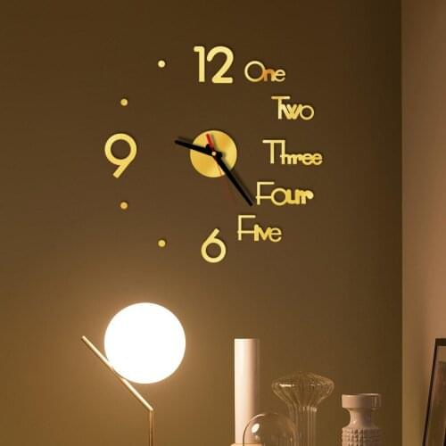 3D Wall Clock Mirror Wall Stickers Removable 4 Color Self-Adhesive Art Decal Wall Clocks Home Decor Living Room Quartz Needle