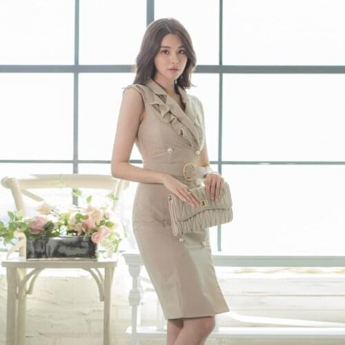 2020 New Summer Dresses Casual Sleeveless Corset Sheath Bodycon Wrap Midi Dress Women Plus Size Sheer OL Office Work Dress Woman