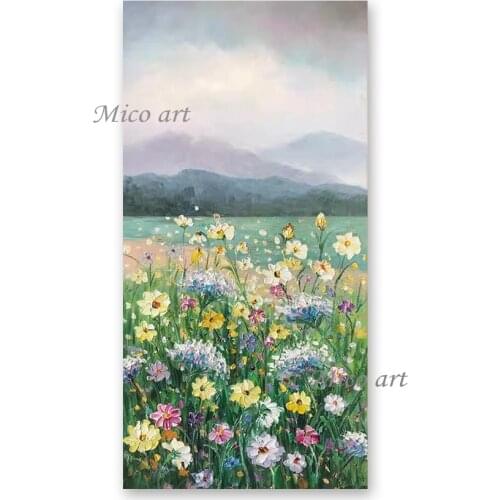 Palette Knife Flower Oil Painting Textured Canvas Wall Art Modern Wall Decor Panel Outdoor Landscape Paintings Picture Artwork