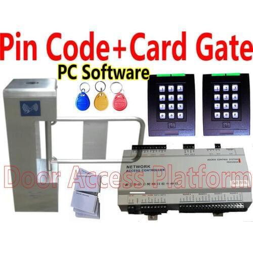 Pin Code+RFID Card Swing gate Access Enter+Exit Turnstie,IP Access Controller+Turnstile gate,Pedestrian passageway Wing gate kit