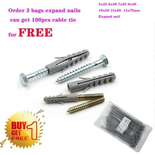 5/6/7/8/10/12/14mm Plastic expansion pipe rubber plug plastic pipe nylon column expansion screw anchor plug wall plu