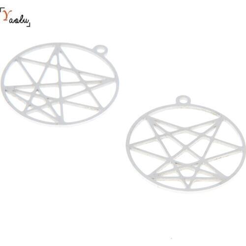 5pcs/lot Nine angles sigil charm Nine angles sigil Nine occult esoteric ona Stainless steel Charm pendant 32x29mm